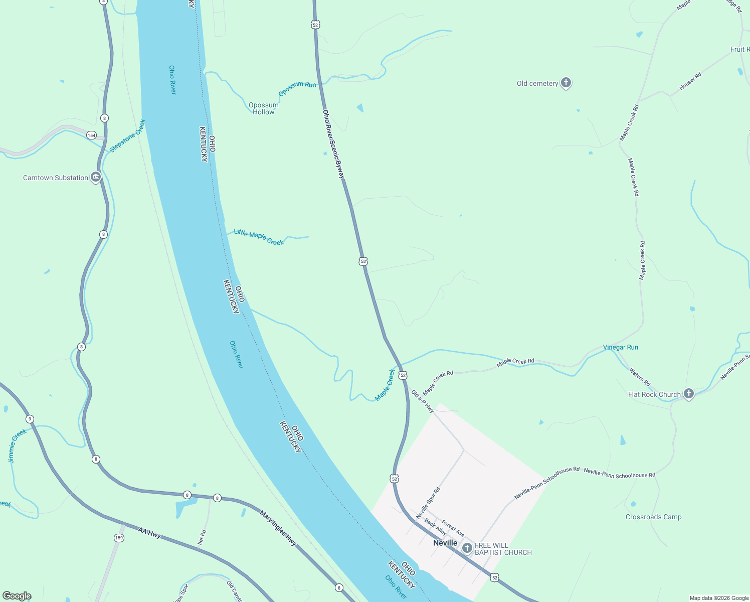 map of restaurants, bars, coffee shops, grocery stores, and more near in Neville
