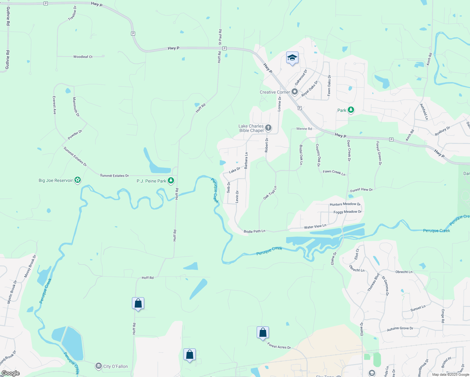 map of restaurants, bars, coffee shops, grocery stores, and more near 711 Levin Drive in O'Fallon