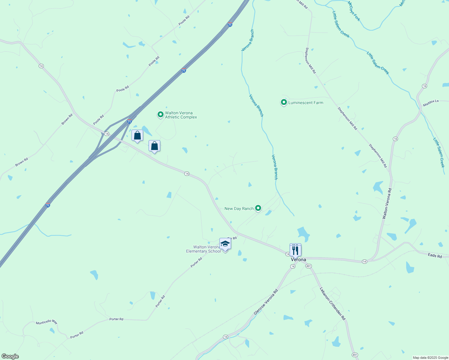 map of restaurants, bars, coffee shops, grocery stores, and more near 2470 Peppermill Court in Verona