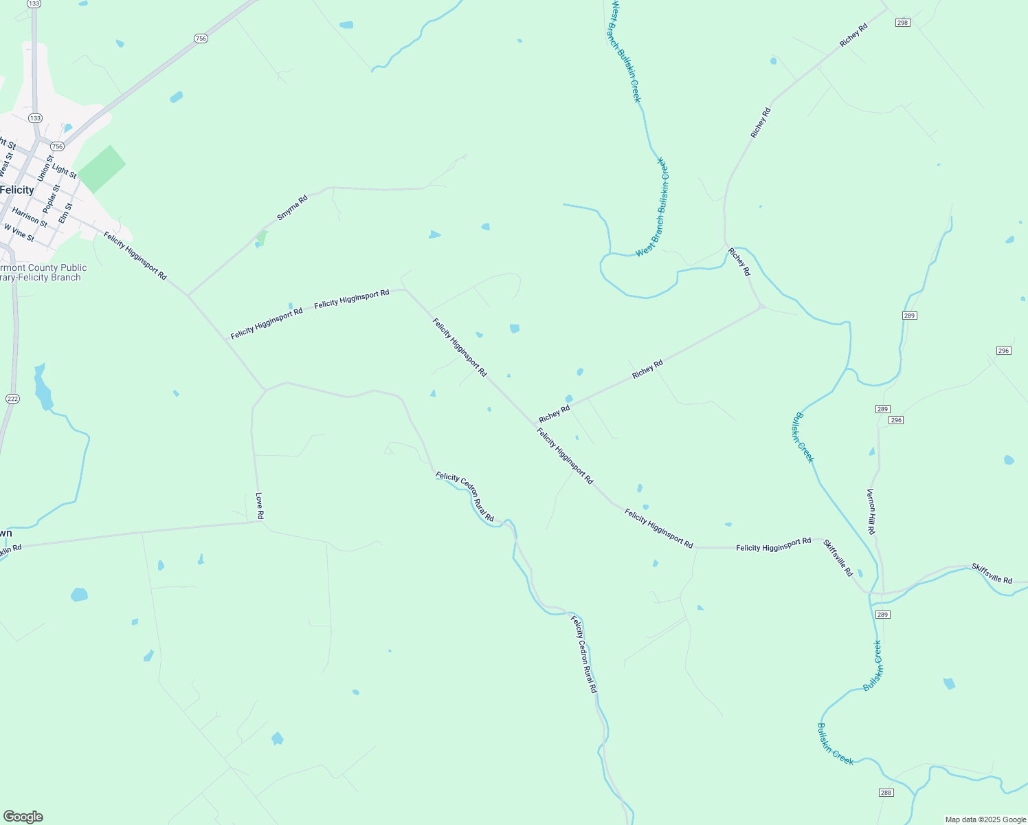 map of restaurants, bars, coffee shops, grocery stores, and more near 617 Felicity Higginsport Road in Felicity