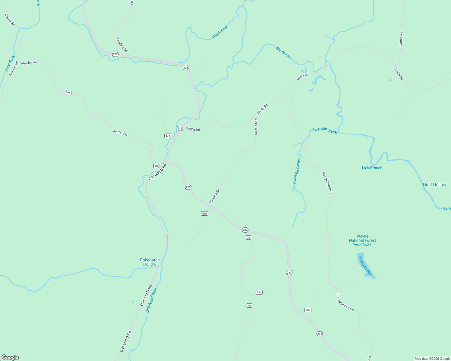 map of restaurants, bars, coffee shops, grocery stores, and more near 343 Township Highway 572 in Patriot