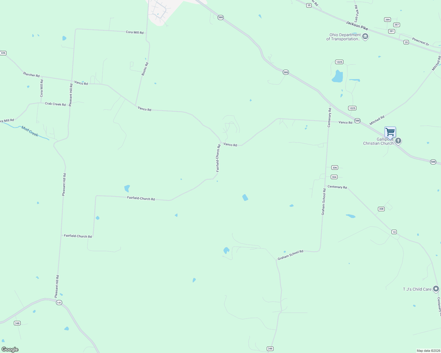 map of restaurants, bars, coffee shops, grocery stores, and more near 239 Fairfield-Church Road in Gallipolis