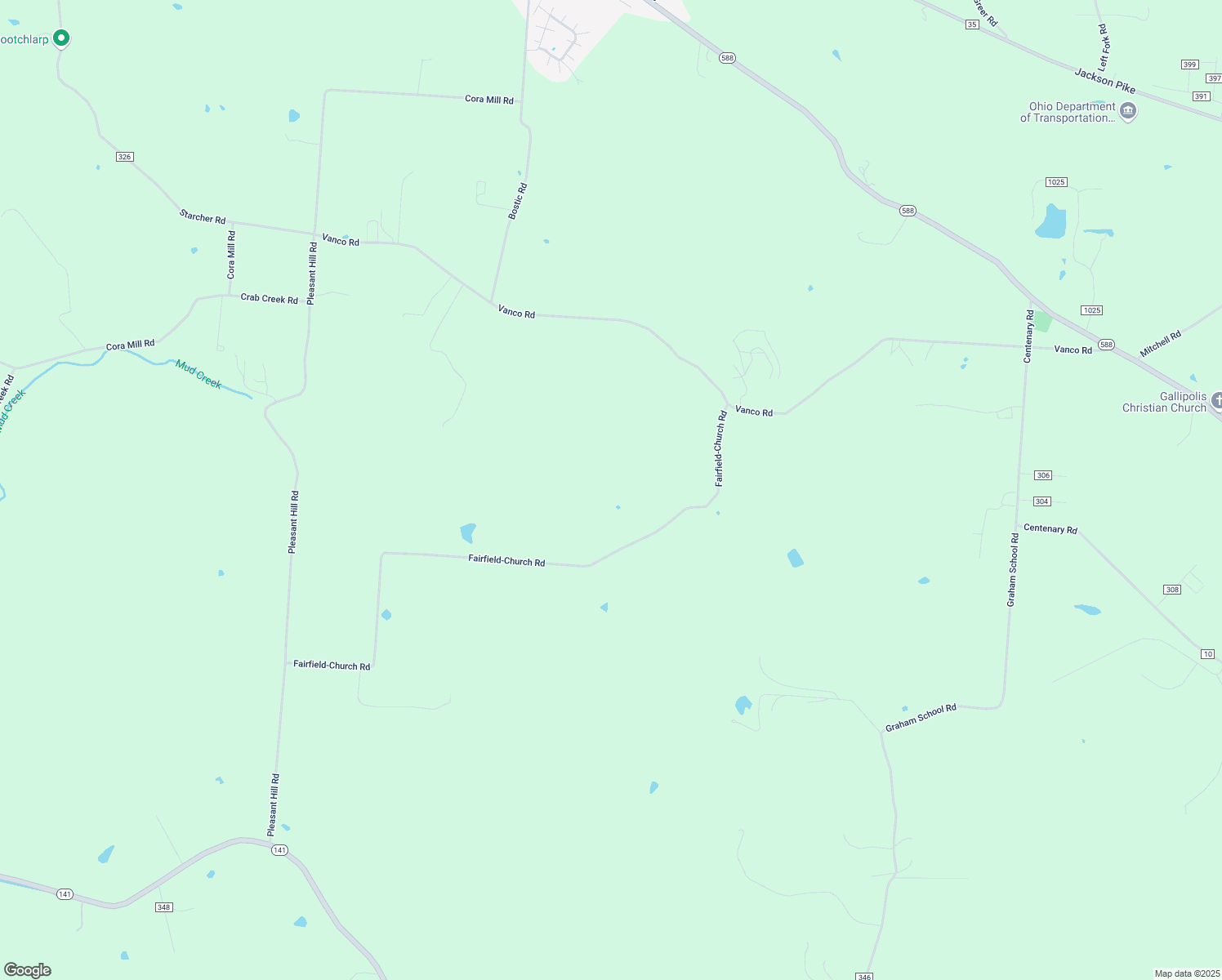 map of restaurants, bars, coffee shops, grocery stores, and more near 510 Fairfield-Church Road in Gallipolis