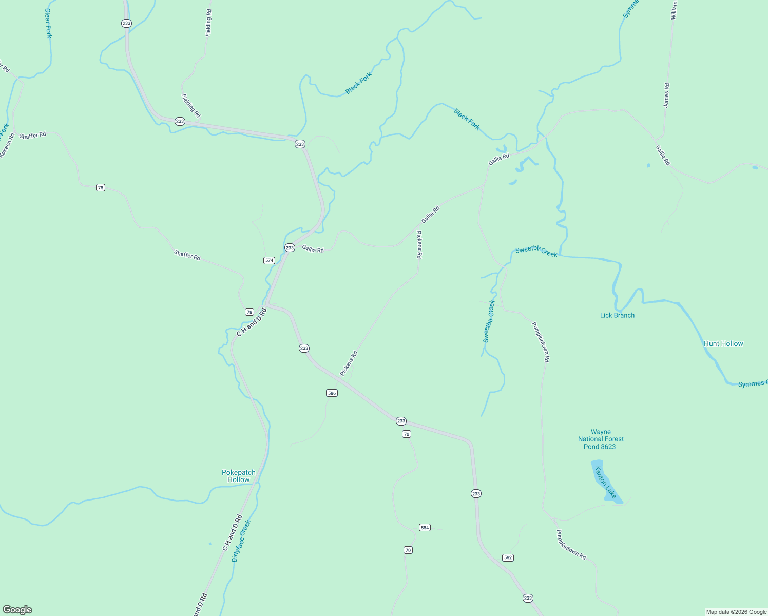 map of restaurants, bars, coffee shops, grocery stores, and more near Township Highway 572 in Gallia County