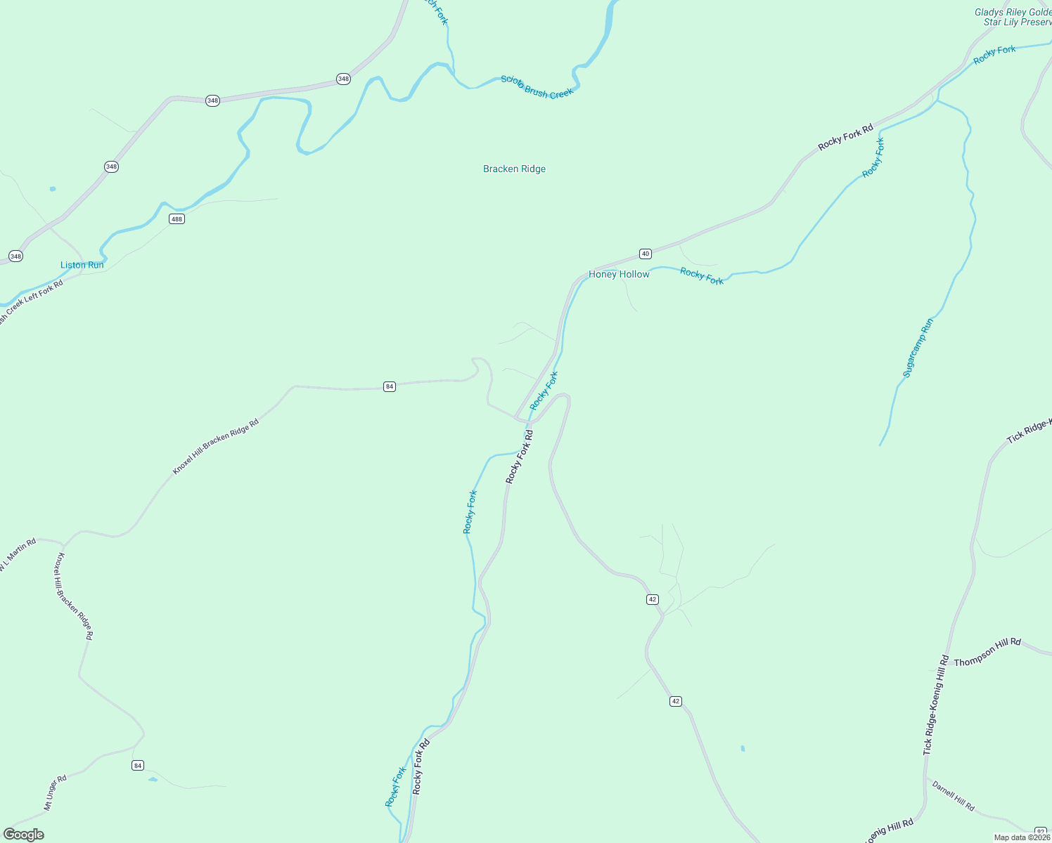map of restaurants, bars, coffee shops, grocery stores, and more near 5827 Rocky Fork Road in Otway