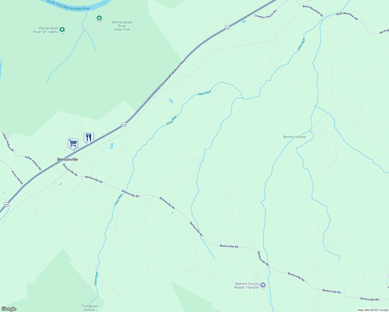 map of restaurants, bars, coffee shops, grocery stores, and more near 90 Ridge Brook Lane in Bentonville