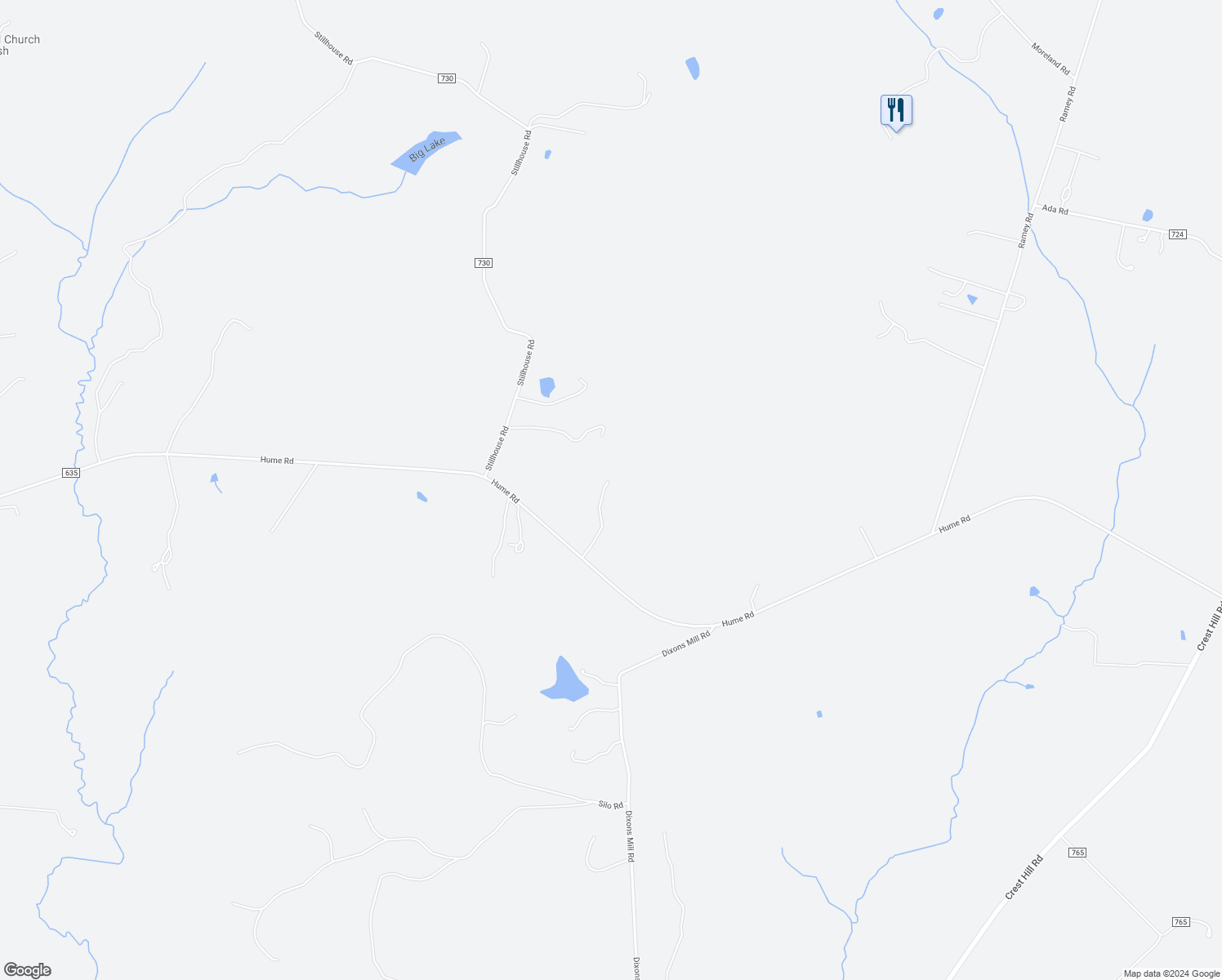 map of restaurants, bars, coffee shops, grocery stores, and more near 11070 Hume Road in Marshall