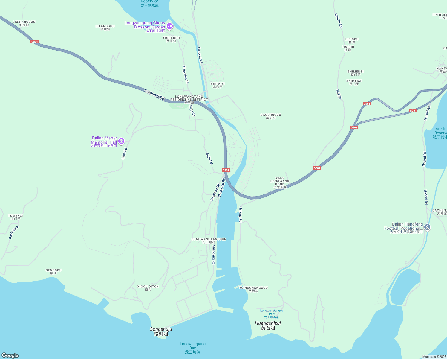 map of restaurants, bars, coffee shops, grocery stores, and more near Lv Shun Nan Lu in Da Lian Shi