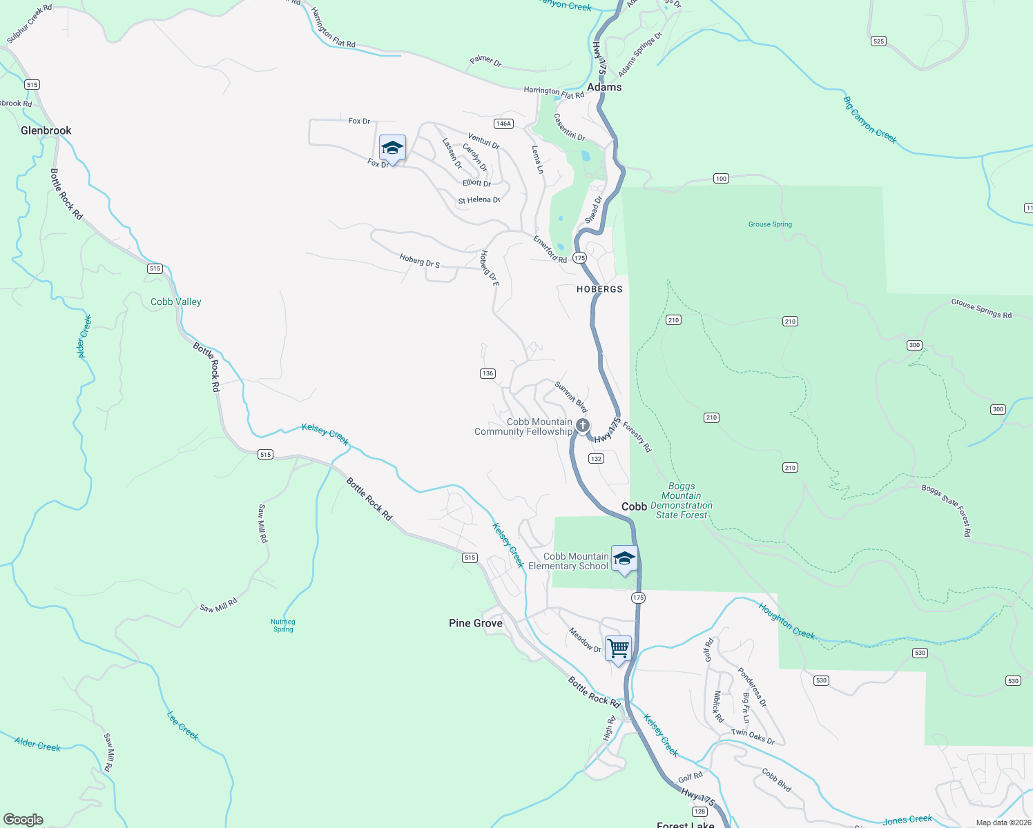 map of restaurants, bars, coffee shops, grocery stores, and more near 15310 Trinity Road in Cobb