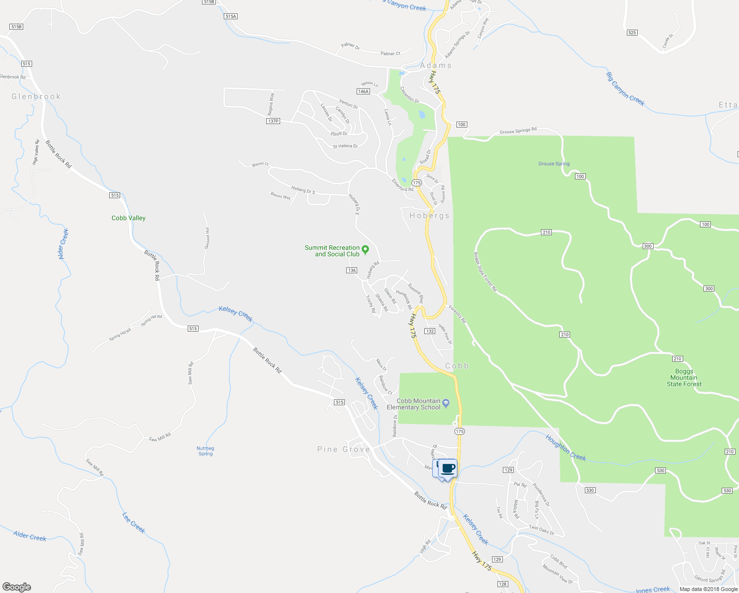 map of restaurants, bars, coffee shops, grocery stores, and more near 15310 Trinity Road in Cobb