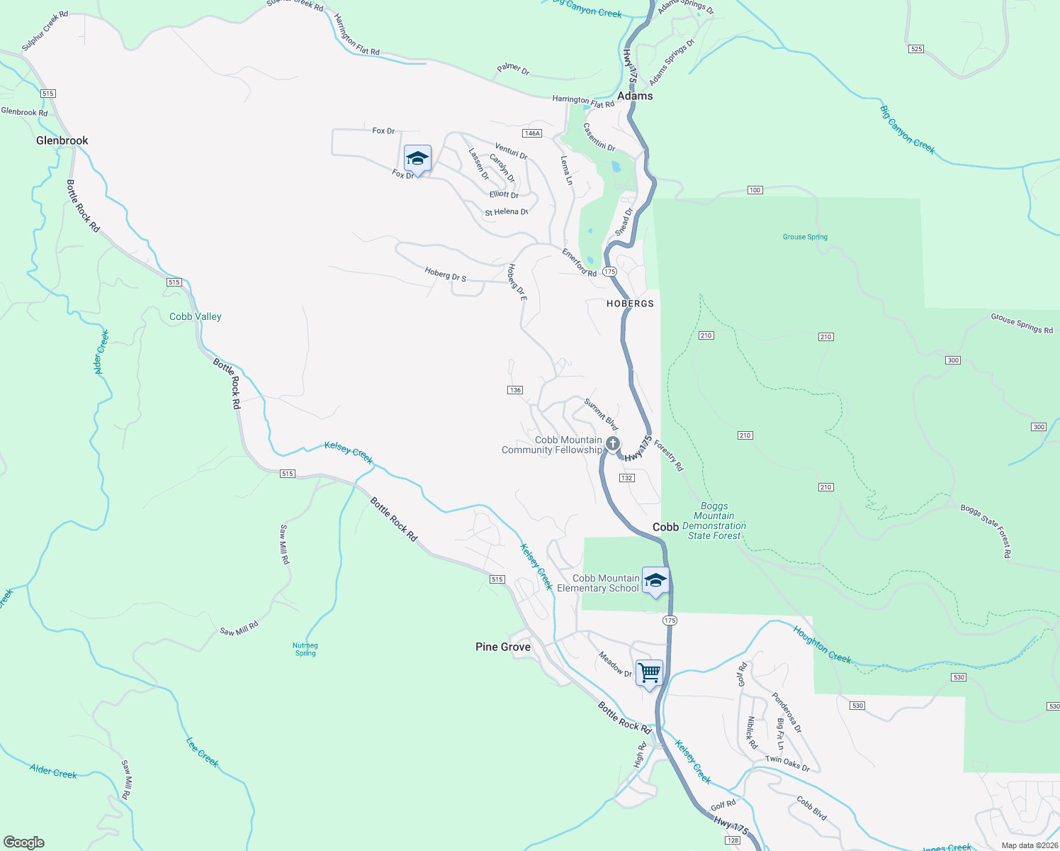 map of restaurants, bars, coffee shops, grocery stores, and more near 15305 Trinity Road in Cobb