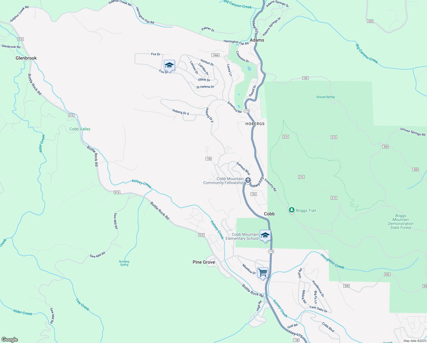 map of restaurants, bars, coffee shops, grocery stores, and more near 15295 Trinity Road in Cobb