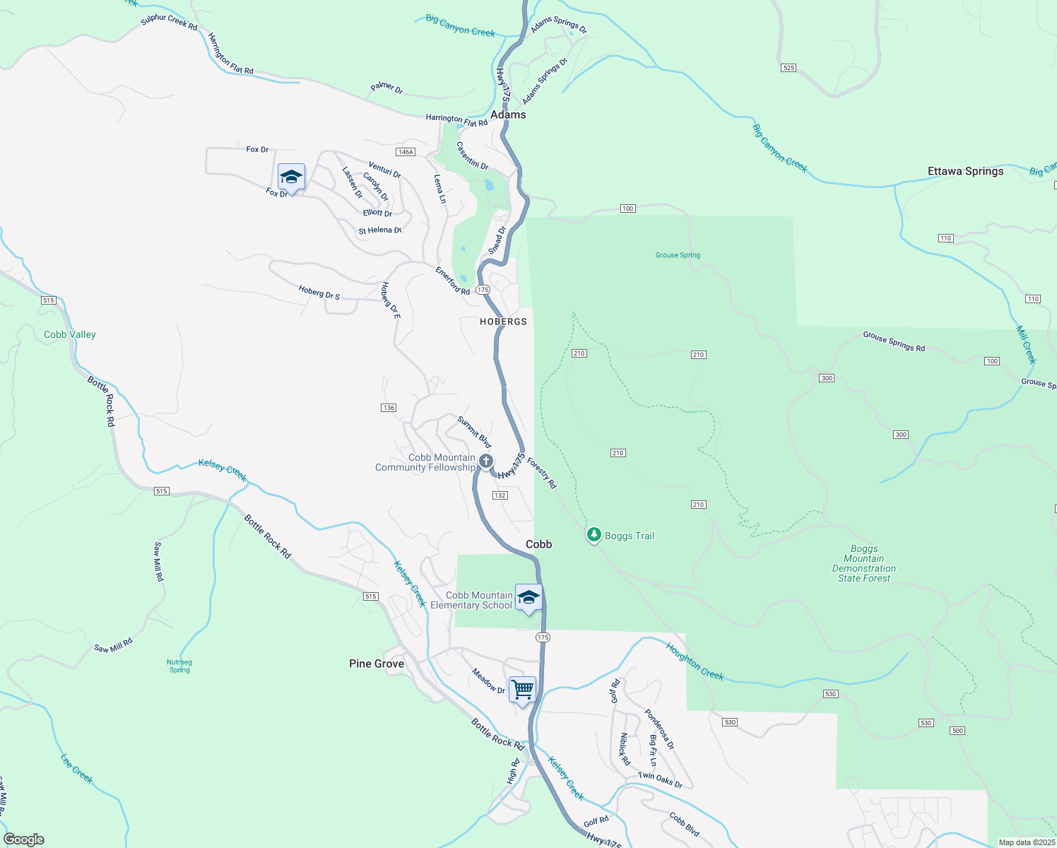 map of restaurants, bars, coffee shops, grocery stores, and more near 15350 Evergreen Drive in Cobb