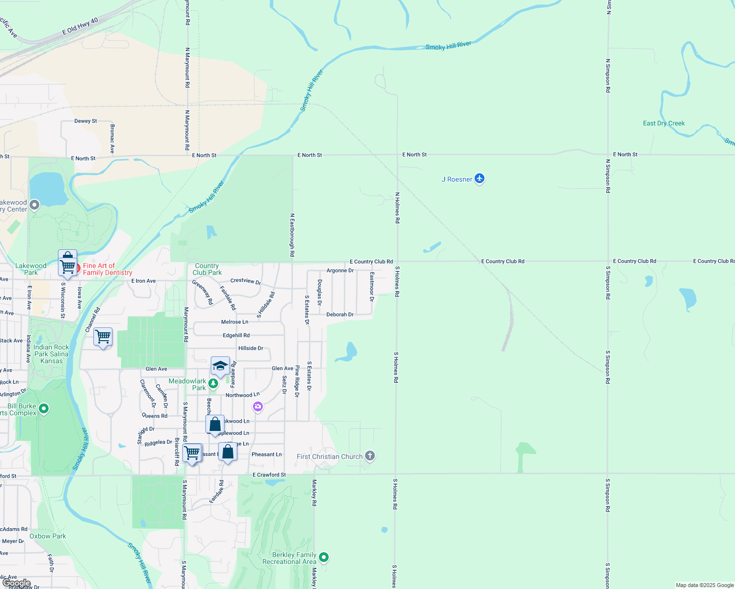 map of restaurants, bars, coffee shops, grocery stores, and more near 110 Eastmoor Drive in Salina
