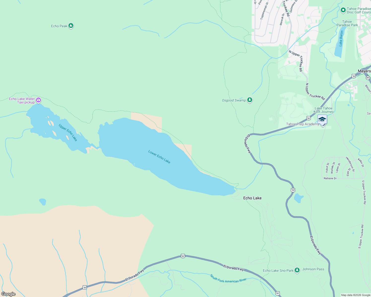 map of restaurants, bars, coffee shops, grocery stores, and more near 2 Pacific Crest National Scenic Trail in Echo Lake
