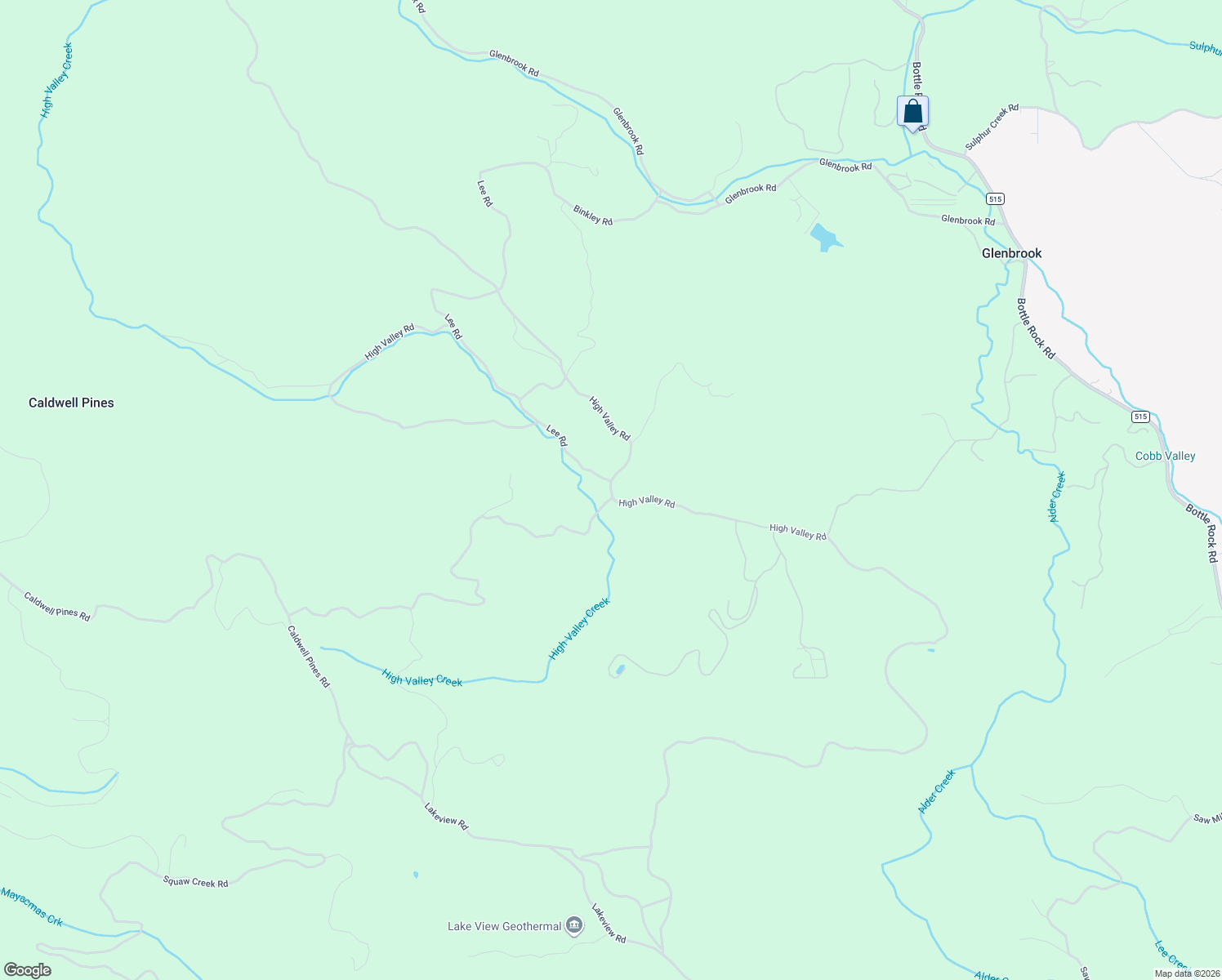 map of restaurants, bars, coffee shops, grocery stores, and more near High Valley Road in Kelseyville