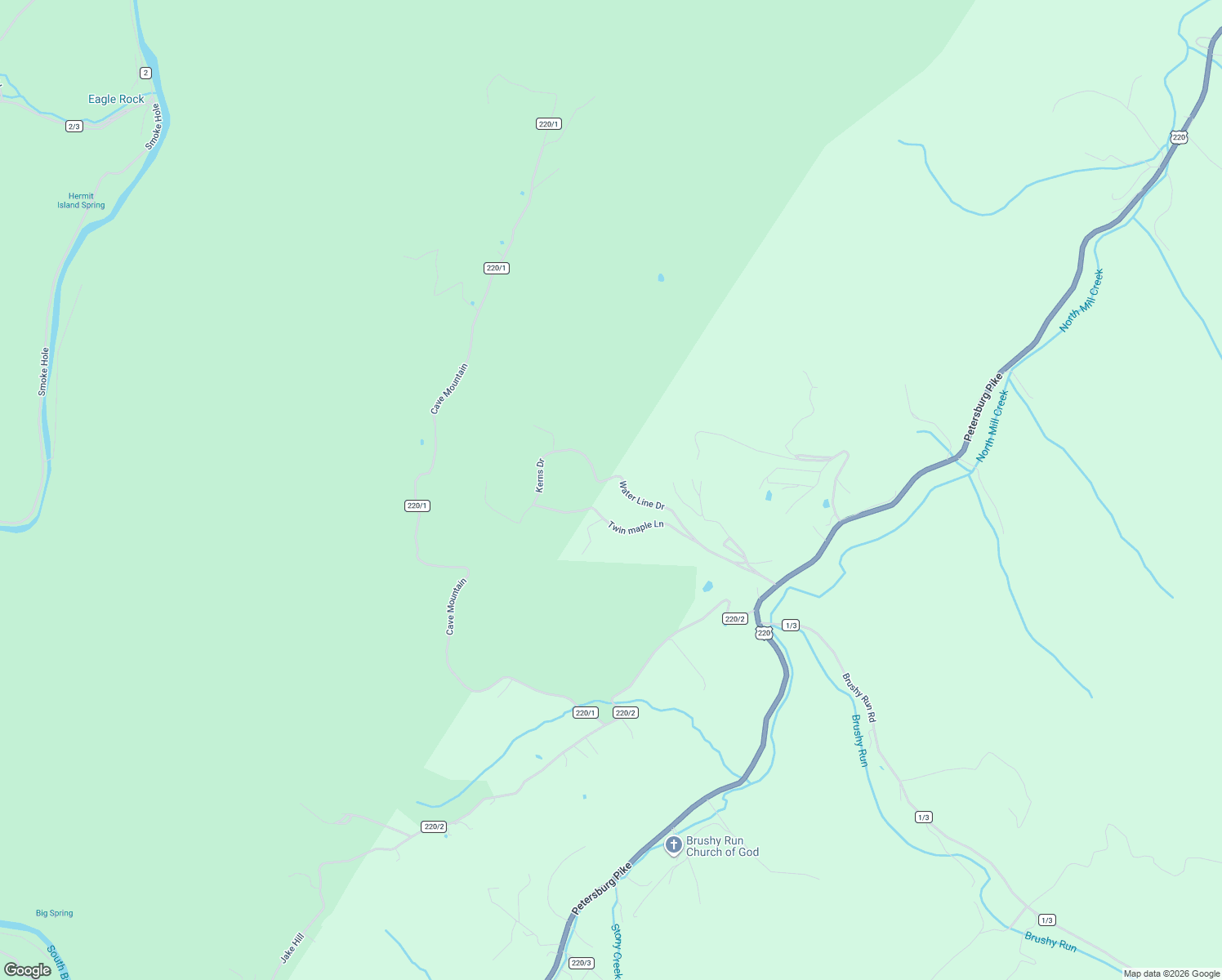 map of restaurants, bars, coffee shops, grocery stores, and more near 279 Twin maple Lane in Petersburg