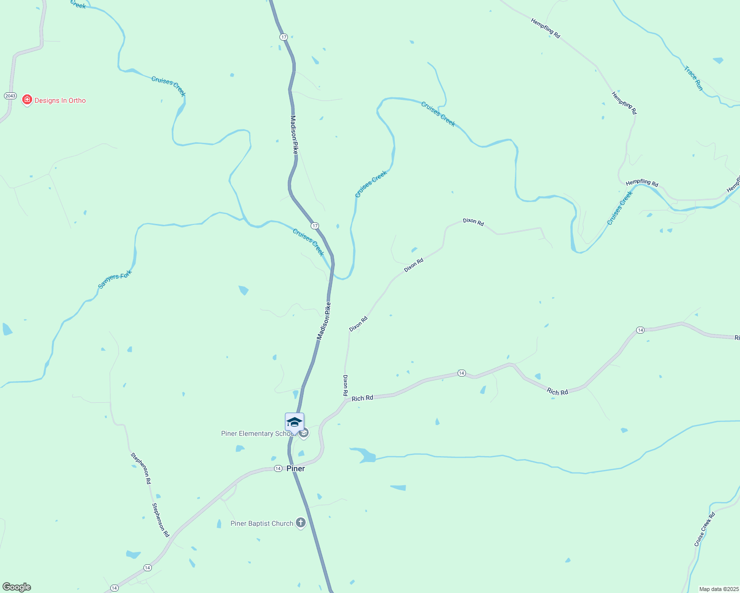 map of restaurants, bars, coffee shops, grocery stores, and more near 14570 Dixon Road in Morning View