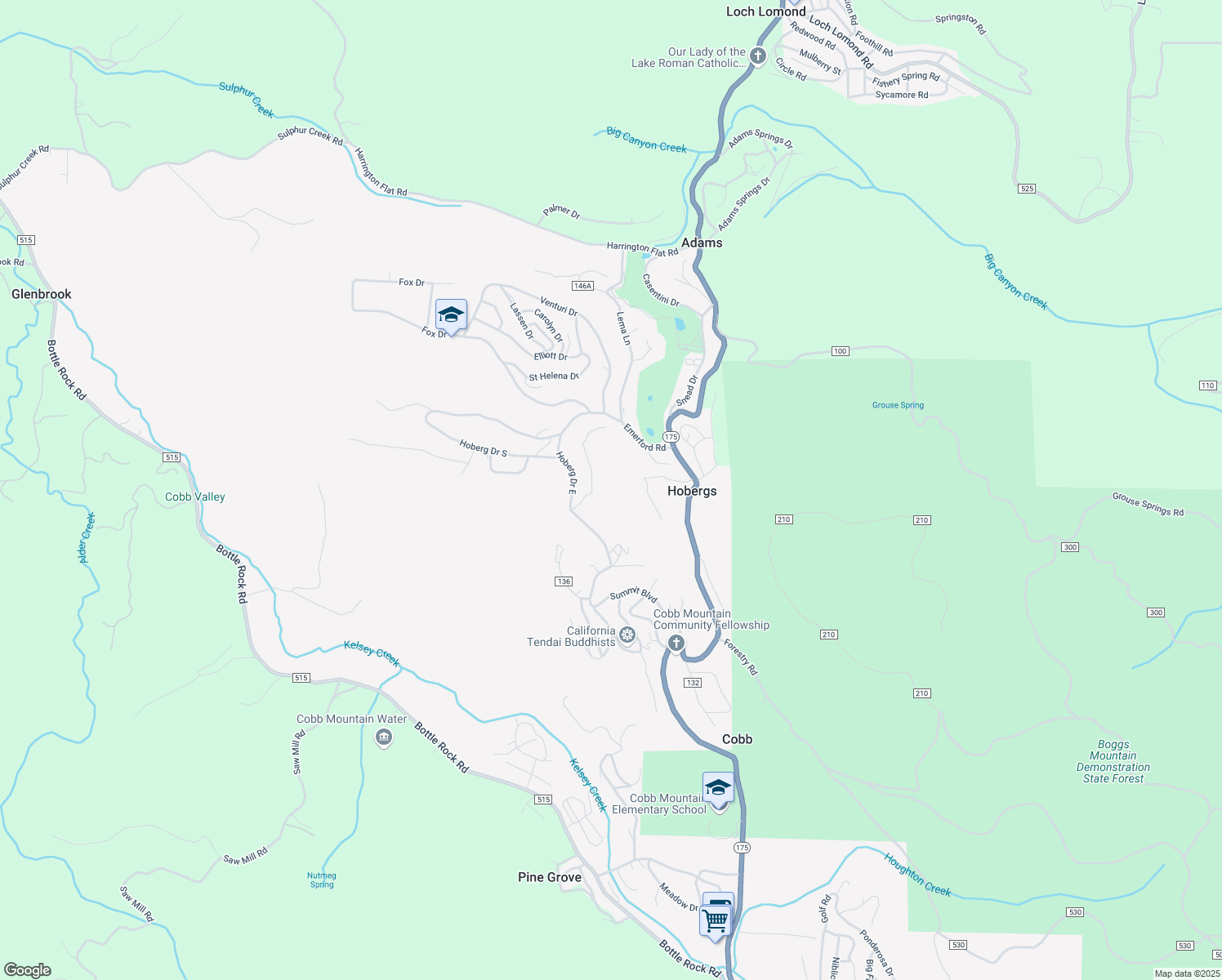 map of restaurants, bars, coffee shops, grocery stores, and more near 15000 Myers Way in Cobb