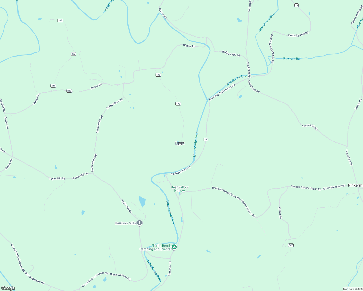 map of restaurants, bars, coffee shops, grocery stores, and more near 810 Egypt Road in Minford