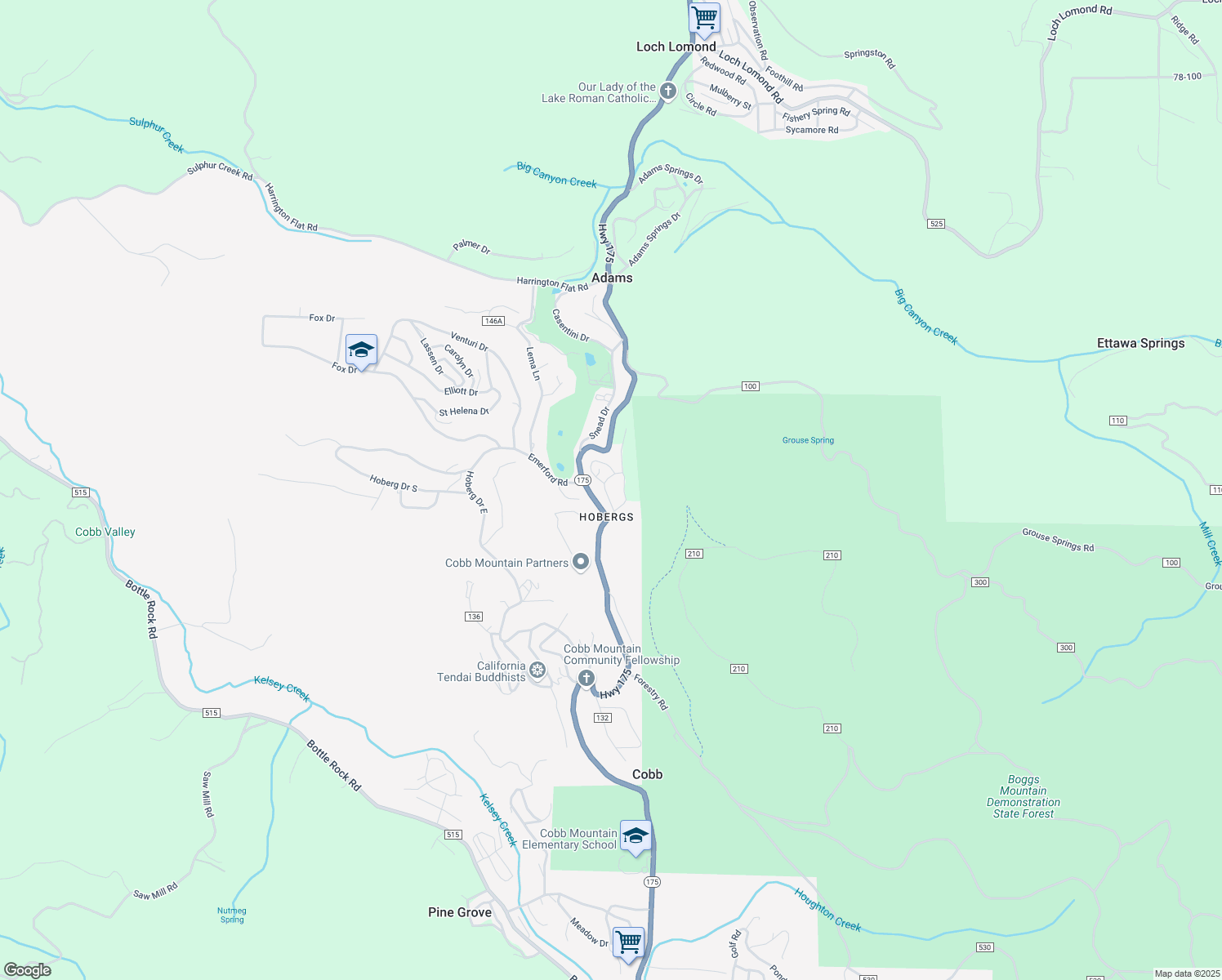 map of restaurants, bars, coffee shops, grocery stores, and more near 14876 Quail Drive in Cobb
