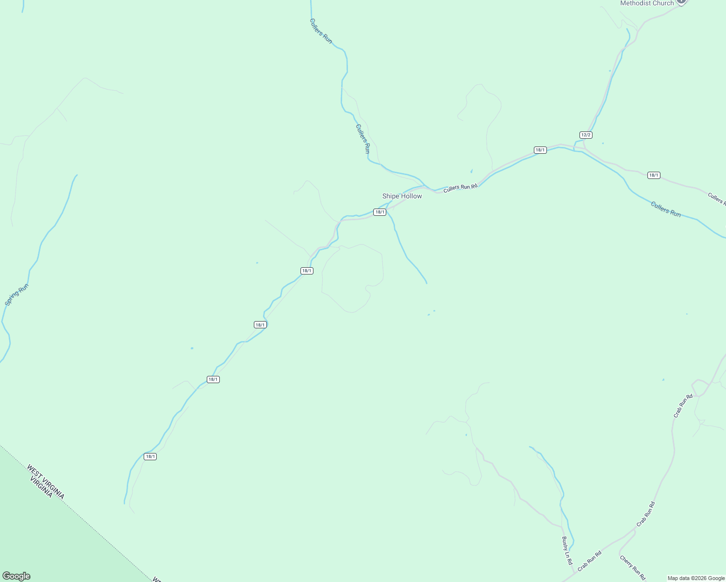 map of restaurants, bars, coffee shops, grocery stores, and more near Cullers Run Road in Mathias