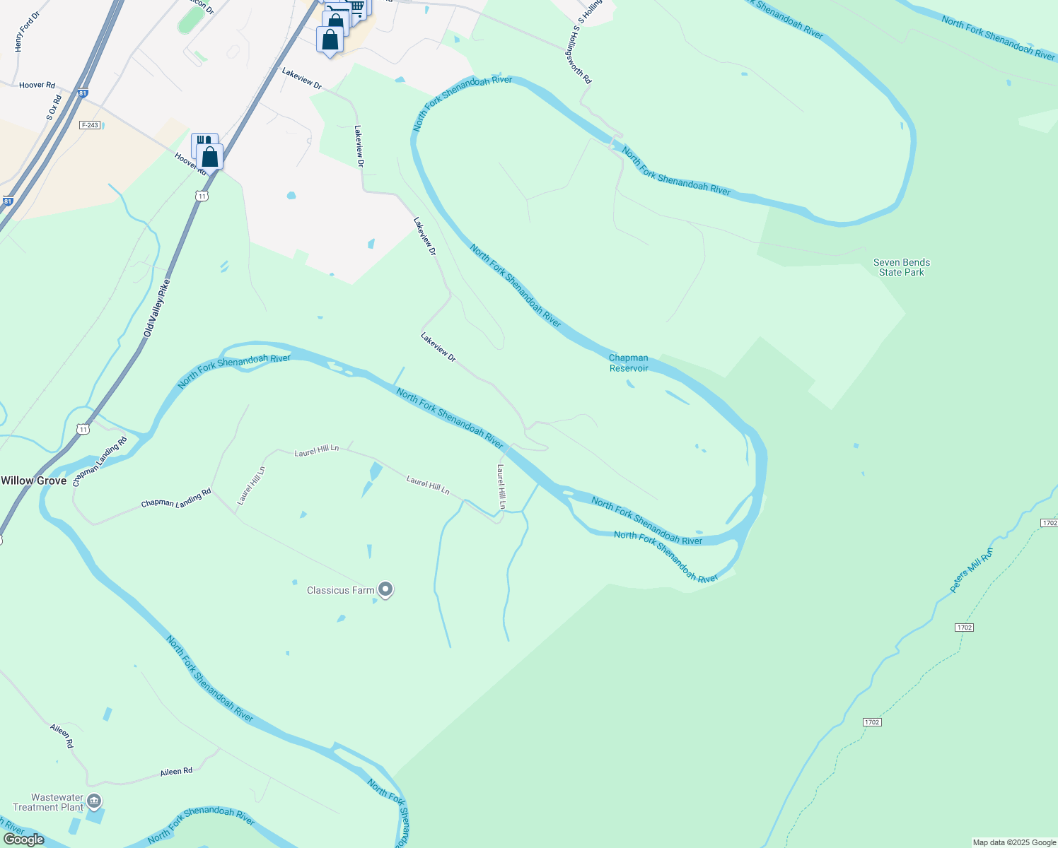 map of restaurants, bars, coffee shops, grocery stores, and more near 1649 Lakeview Drive in Woodstock