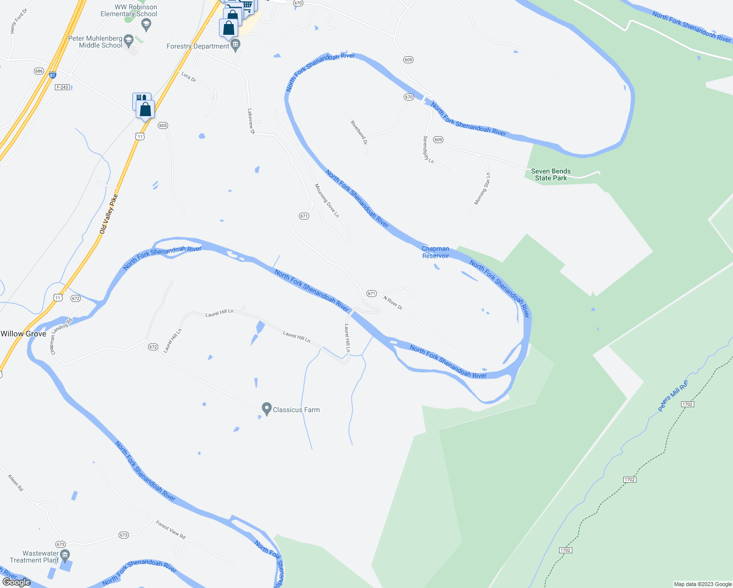 map of restaurants, bars, coffee shops, grocery stores, and more near 1649 Lakeview Drive in Woodstock