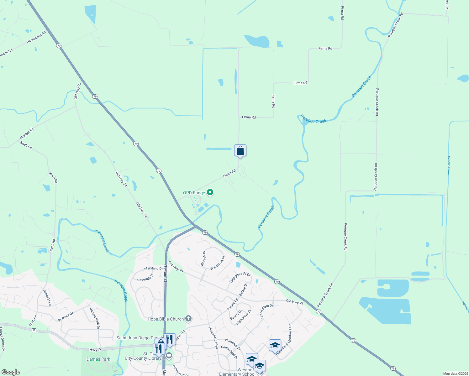 map of restaurants, bars, coffee shops, grocery stores, and more near 296 Firma Road in O'Fallon