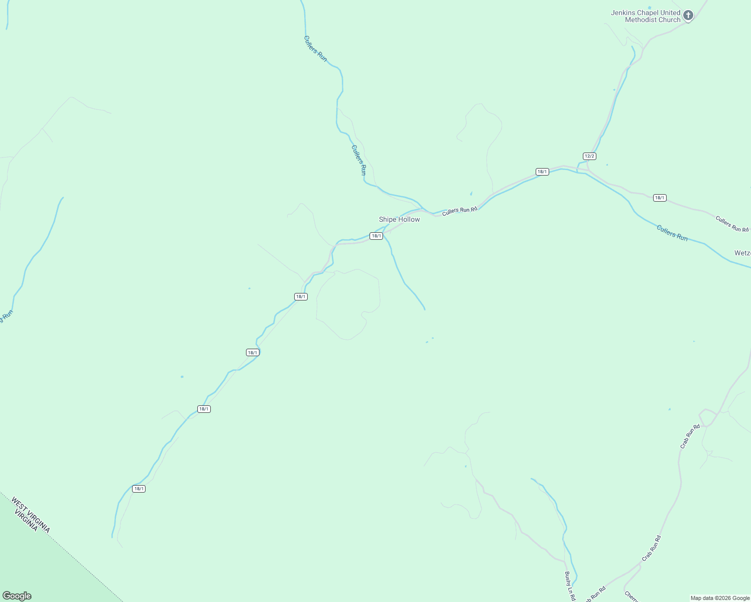 map of restaurants, bars, coffee shops, grocery stores, and more near Cullers Run Road in Mathias