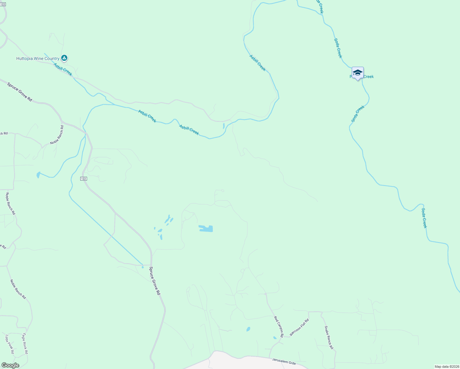 map of restaurants, bars, coffee shops, grocery stores, and more near 20250 Black Bass Pass Road in Lower Lake