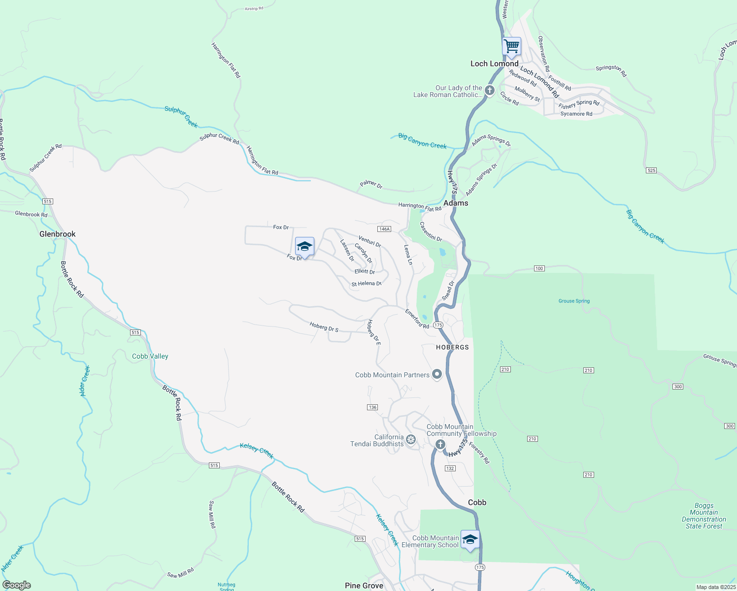 map of restaurants, bars, coffee shops, grocery stores, and more near 9652 Fox Drive in Cobb