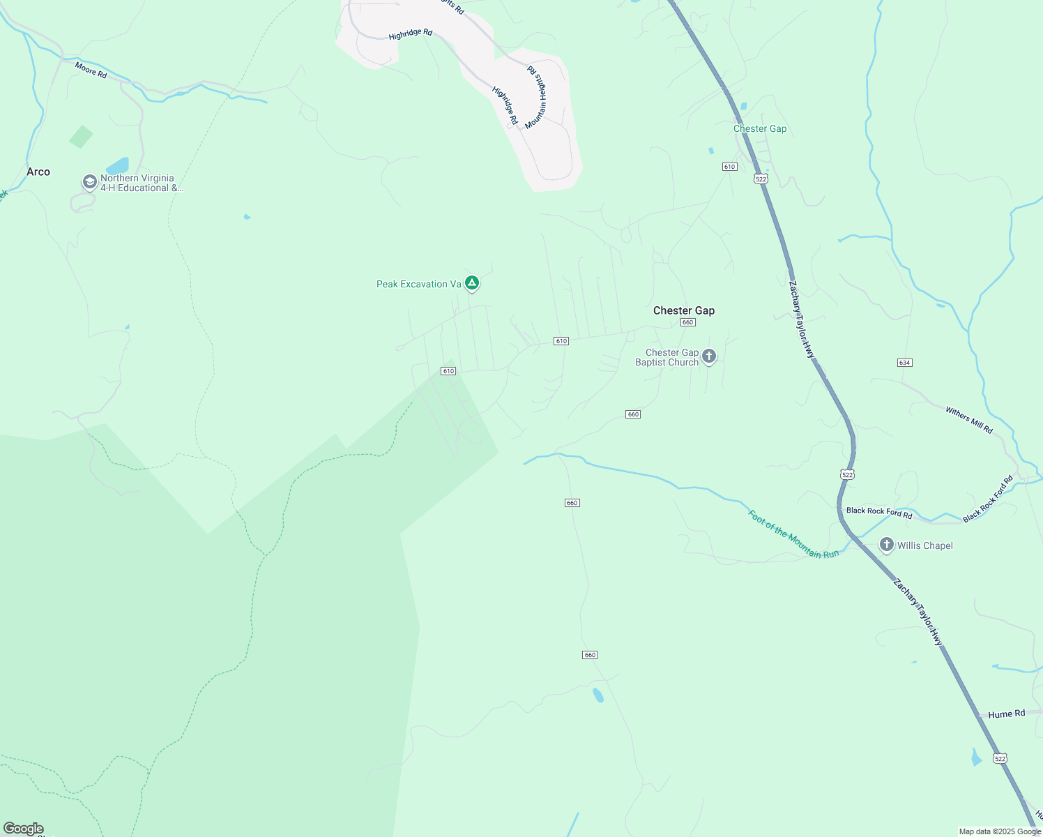 map of restaurants, bars, coffee shops, grocery stores, and more near 148 Ridge Drive in Chester Gap