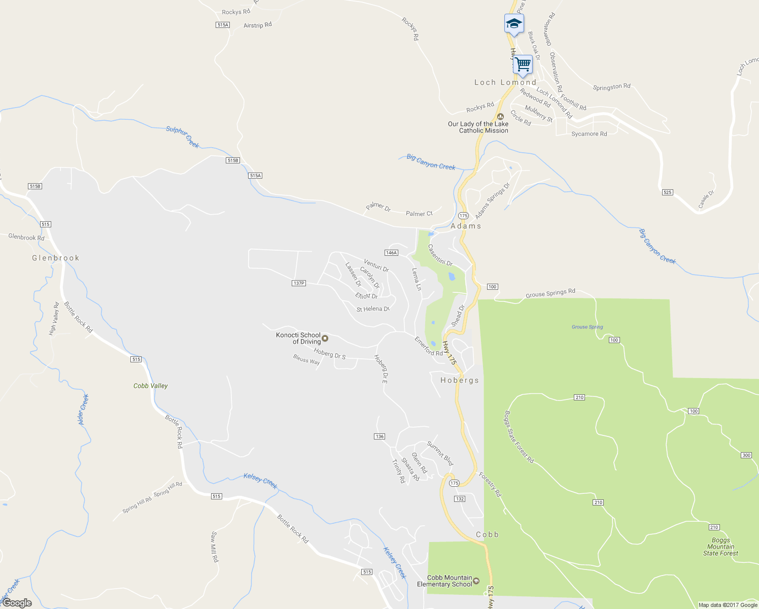 map of restaurants, bars, coffee shops, grocery stores, and more near 9672 Saint Helena Drive in Cobb