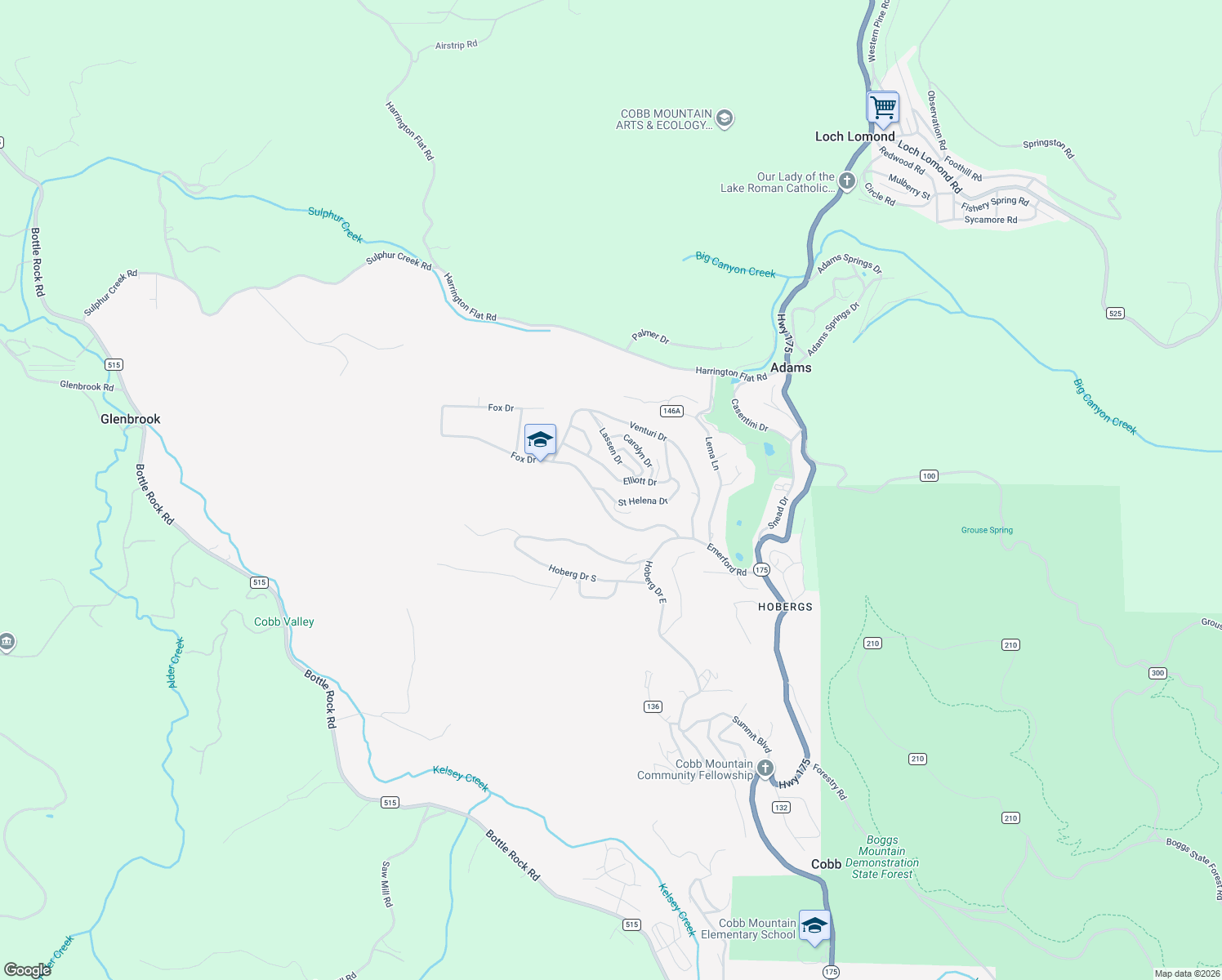 map of restaurants, bars, coffee shops, grocery stores, and more near 9530 Saint Helena Drive in Cobb