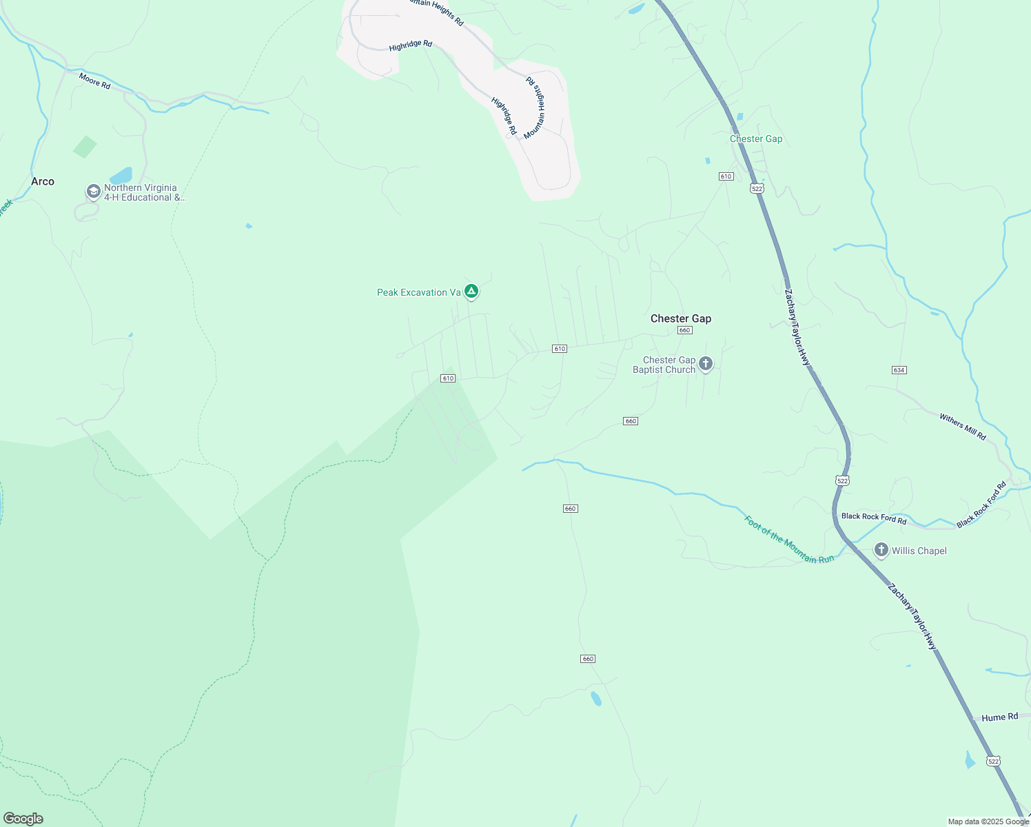 map of restaurants, bars, coffee shops, grocery stores, and more near 150 Ridge Drive in Chester Gap