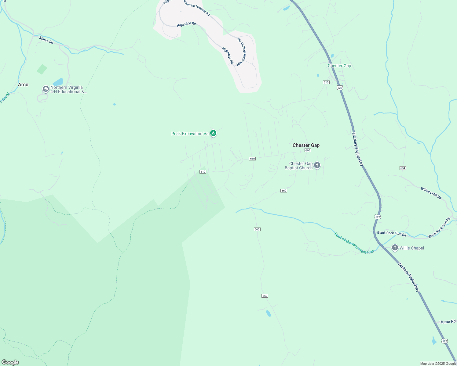 map of restaurants, bars, coffee shops, grocery stores, and more near 150 Ridge Drive in Chester Gap