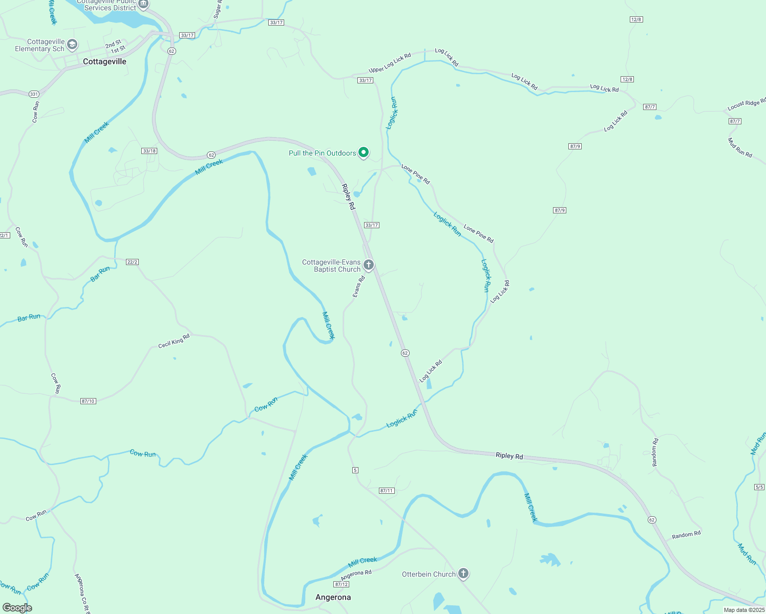 map of restaurants, bars, coffee shops, grocery stores, and more near 5623 Ripley Road in Cottageville