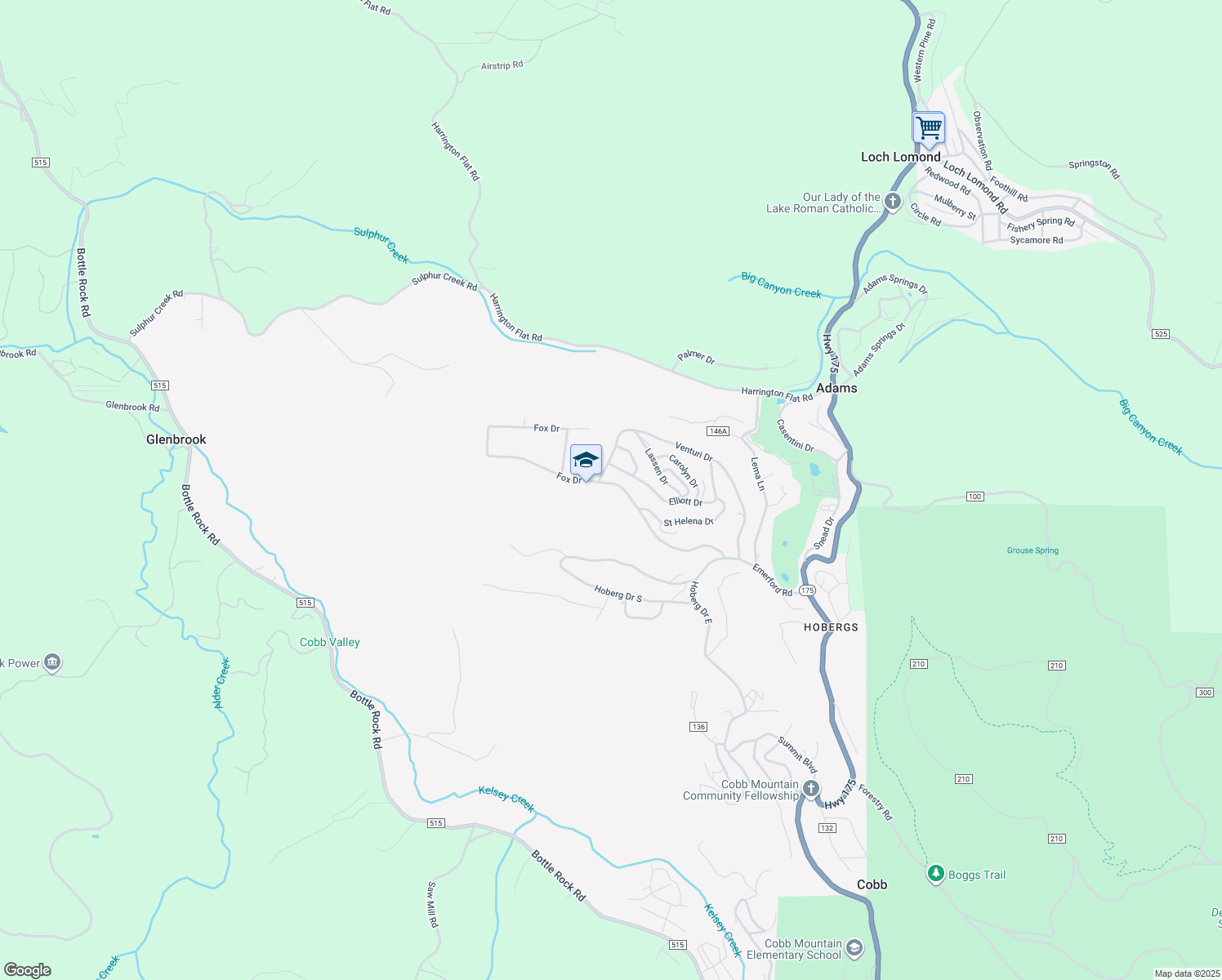 map of restaurants, bars, coffee shops, grocery stores, and more near 9437 Fox Drive in Cobb