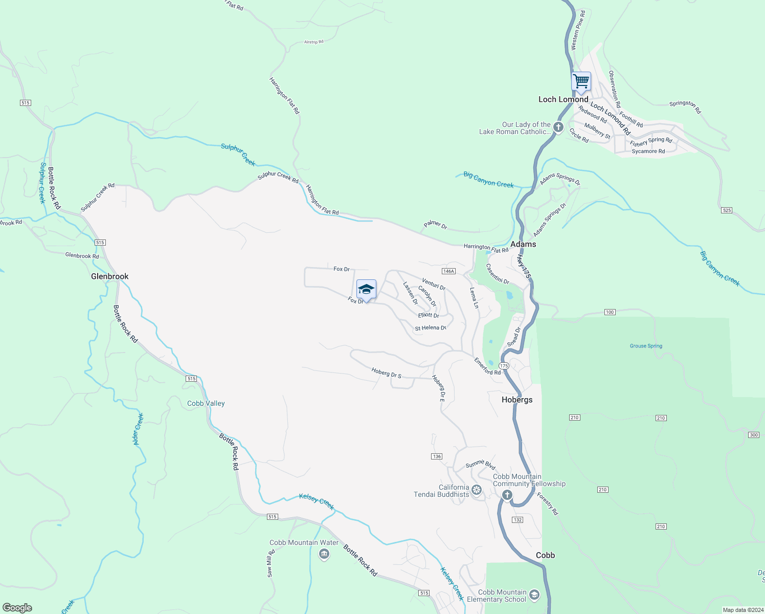 map of restaurants, bars, coffee shops, grocery stores, and more near 9437 Fox Drive in Cobb