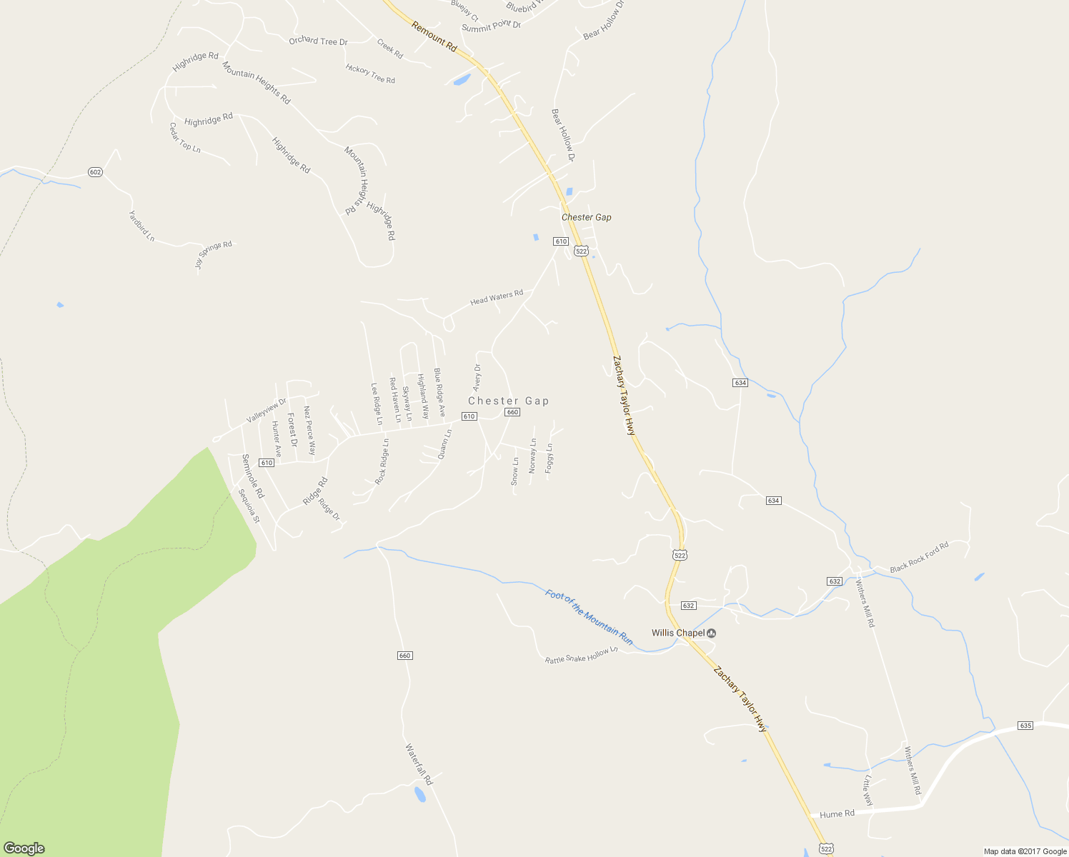 map of restaurants, bars, coffee shops, grocery stores, and more near 150 Norway Lane in Chester Gap