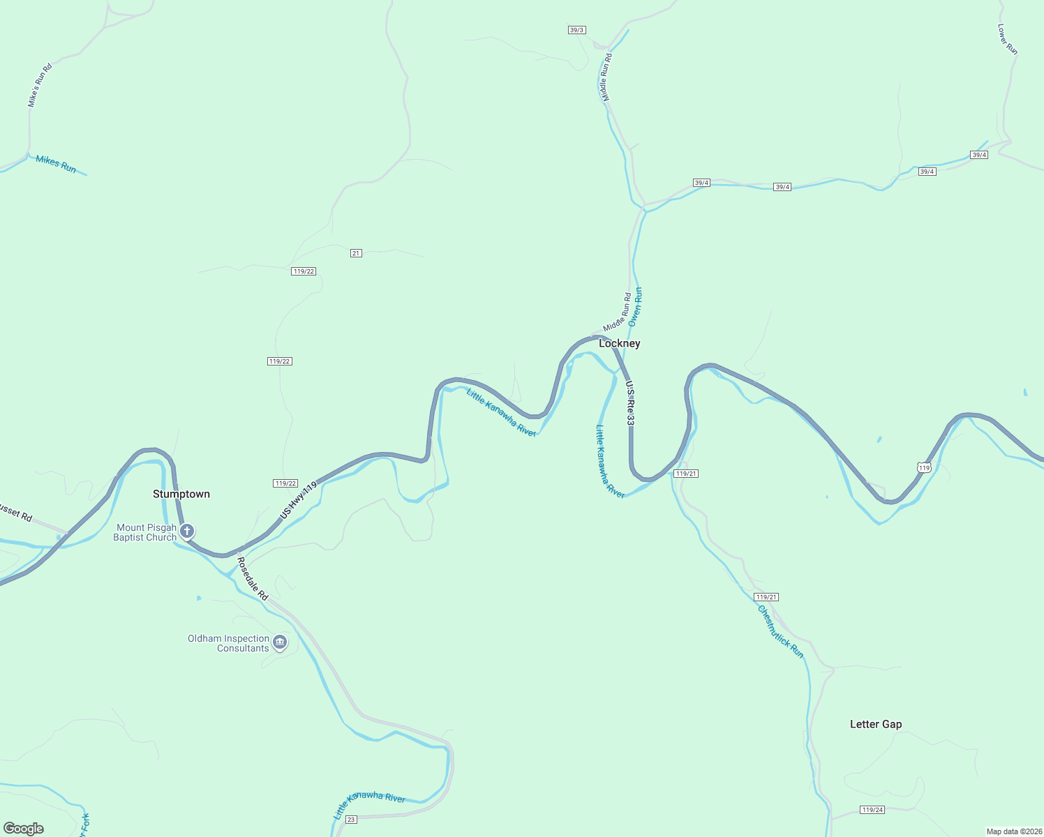 map of restaurants, bars, coffee shops, grocery stores, and more near U.S. 119 in Normantown