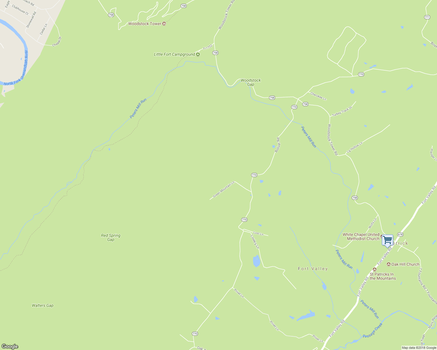 map of restaurants, bars, coffee shops, grocery stores, and more near 258 Green Mountain Lane in Fort Valley