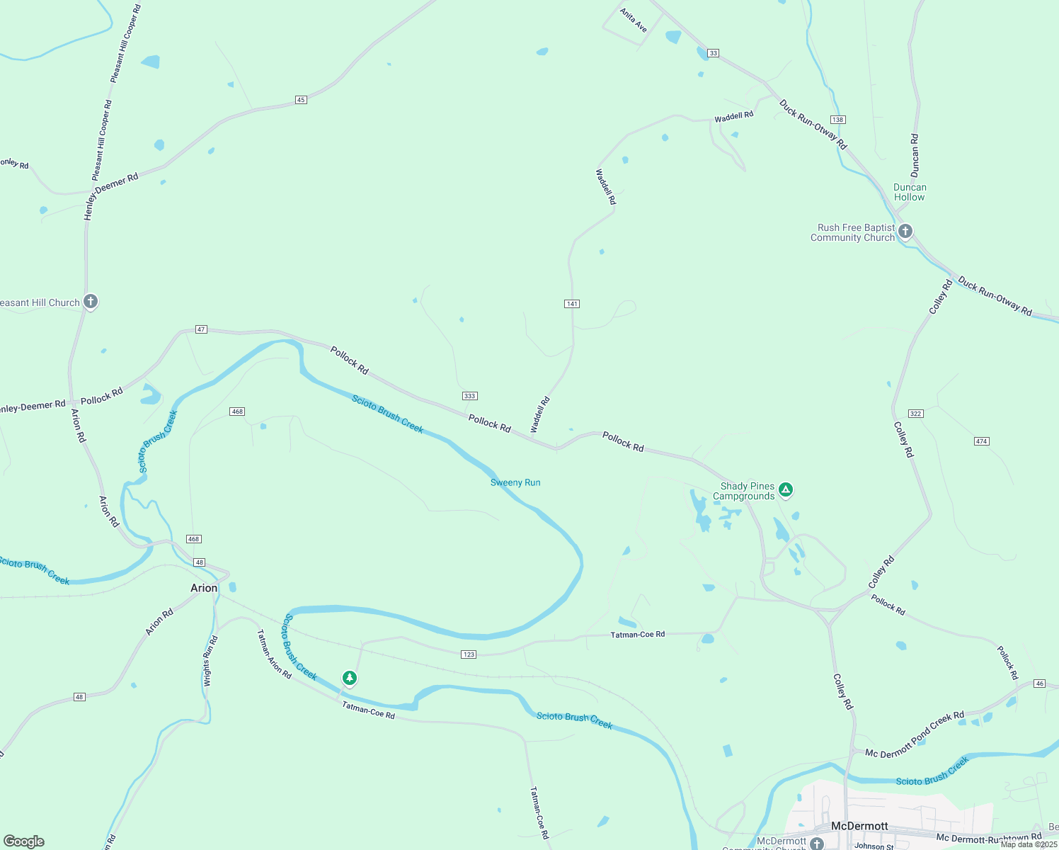 map of restaurants, bars, coffee shops, grocery stores, and more near 91 Waddell Road in McDermott