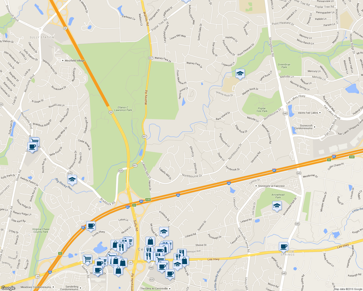 map of restaurants, bars, coffee shops, grocery stores, and more near 5203 Nanticoke Court in Centreville