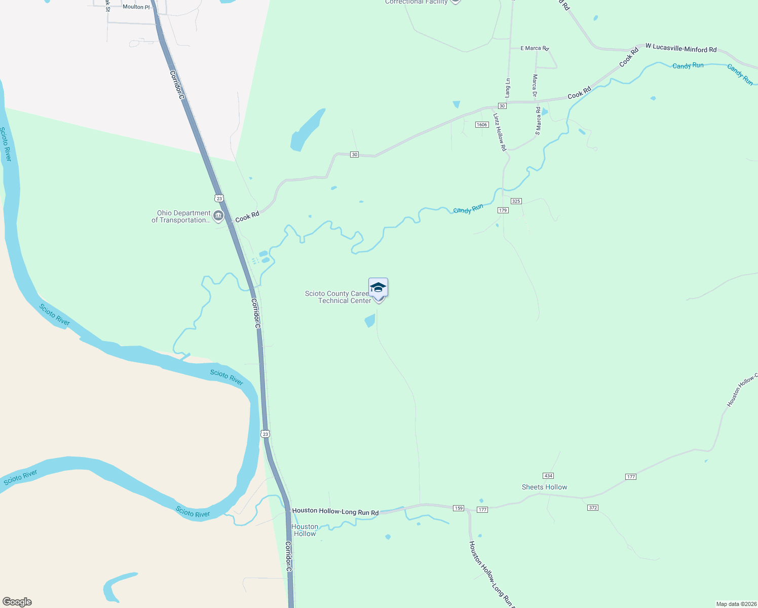 map of restaurants, bars, coffee shops, grocery stores, and more near 951 Vern Riffe Drive in Lucasville