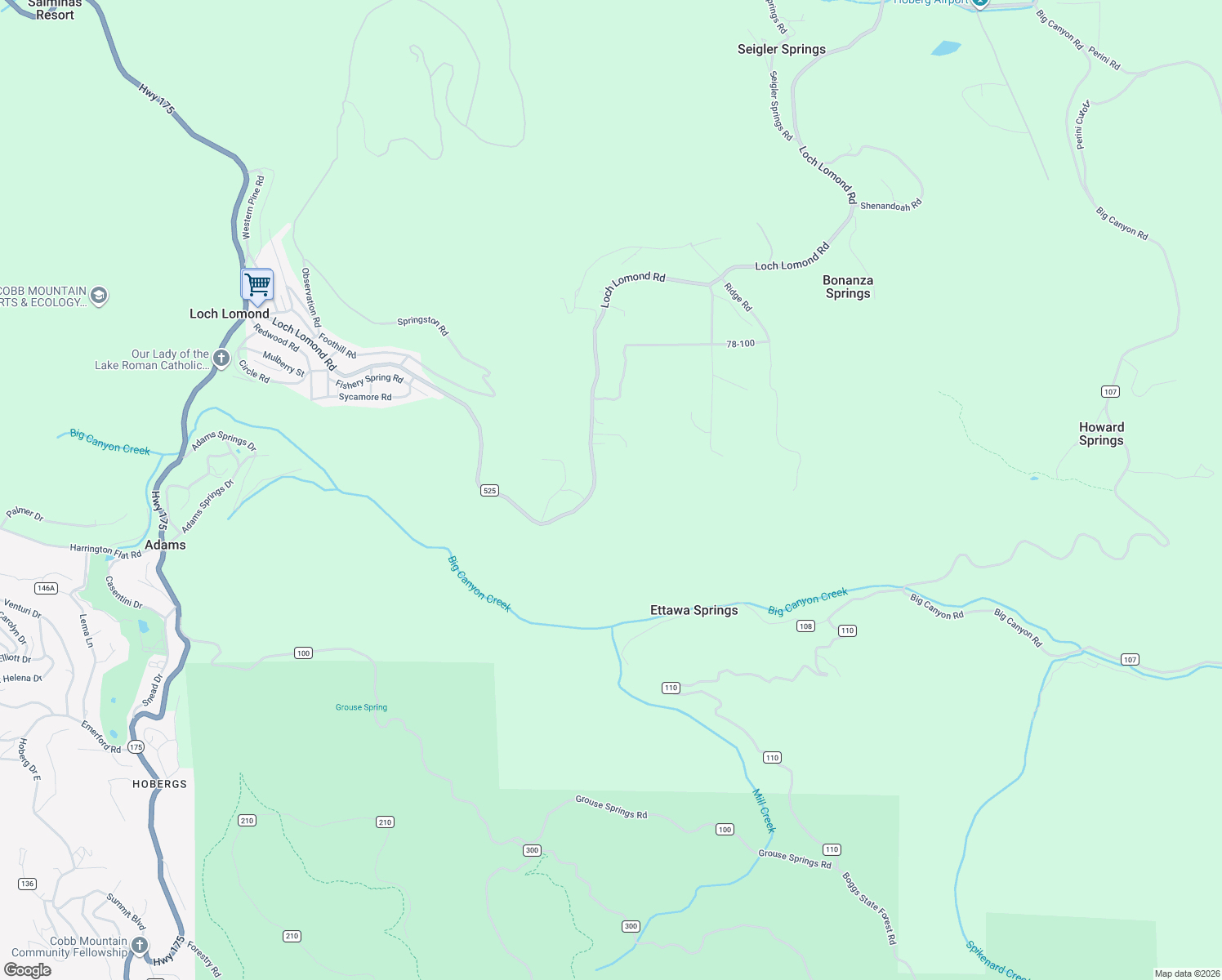 map of restaurants, bars, coffee shops, grocery stores, and more near 11225 Loch Lomond Road in Loch Lomond