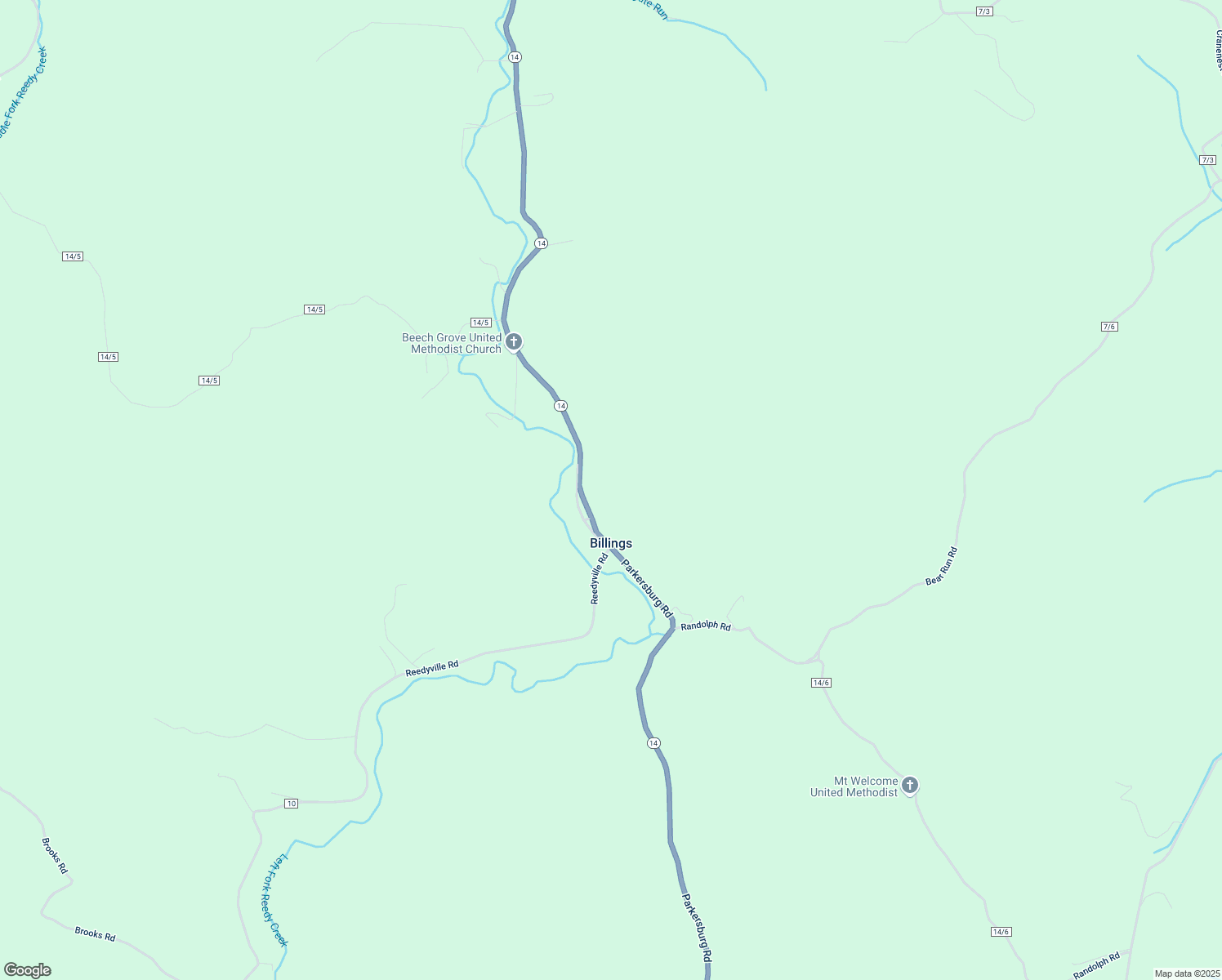 map of restaurants, bars, coffee shops, grocery stores, and more near 2944-3014 Parkersburg Road in Reedy