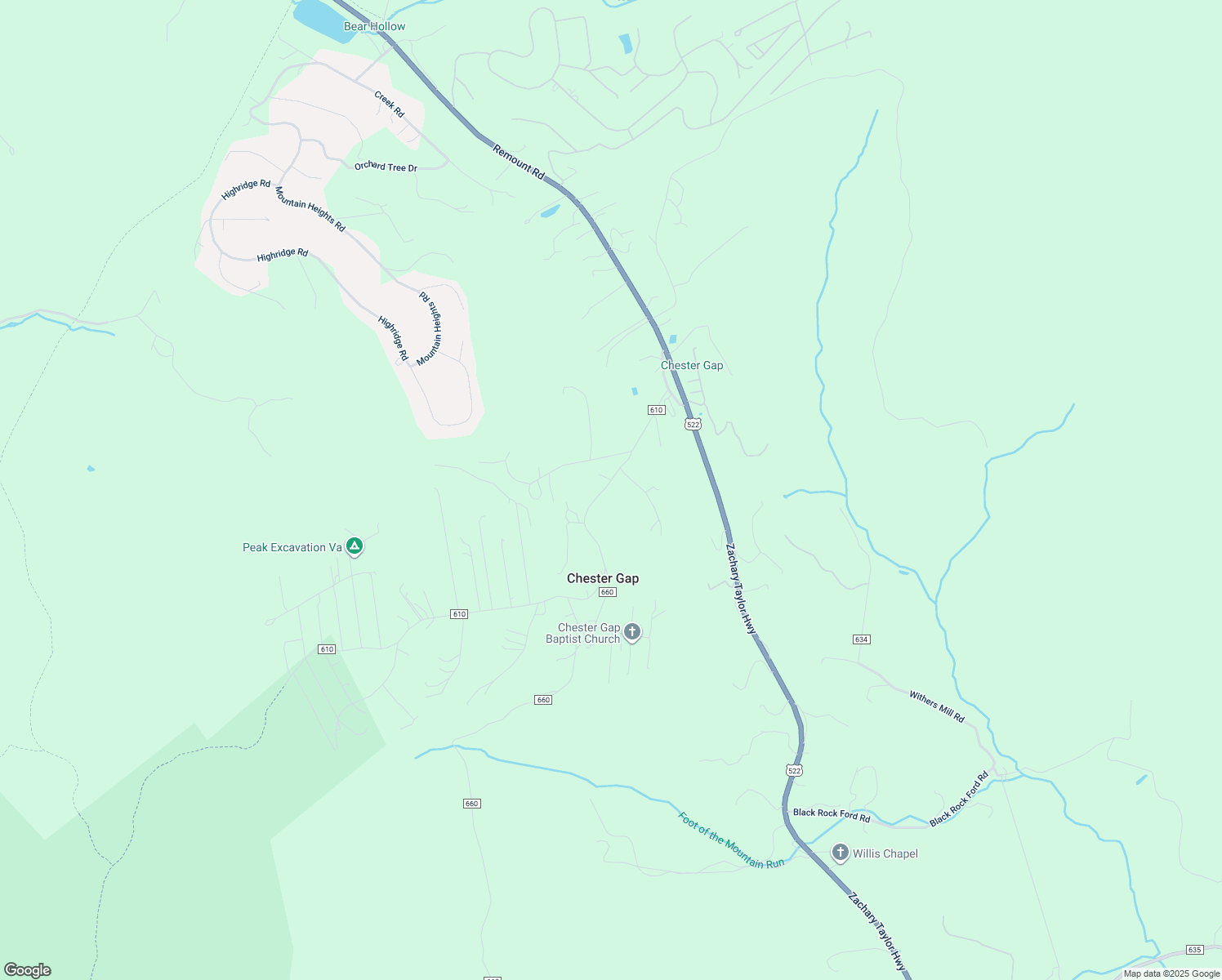 map of restaurants, bars, coffee shops, grocery stores, and more near 91 Chester Gap Road in Chester Gap
