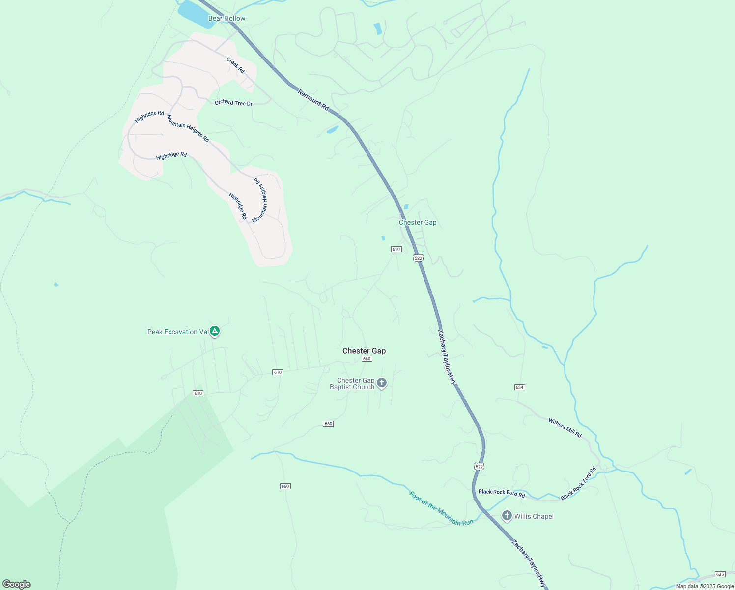 map of restaurants, bars, coffee shops, grocery stores, and more near 91 Chester Gap Road in Chester Gap